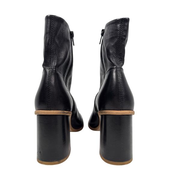 Free People Sienna Boots Block Heel Womens US 6 EU36.5 Black Leather Square Toe - Picture 5 of 11